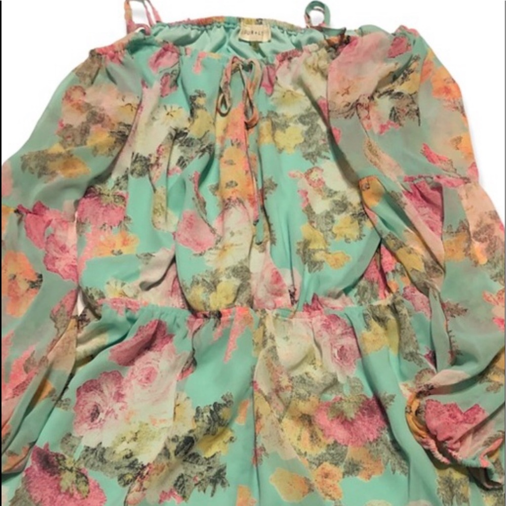 Women’s spring boho danity long sleeve Floral cold shoulder romper